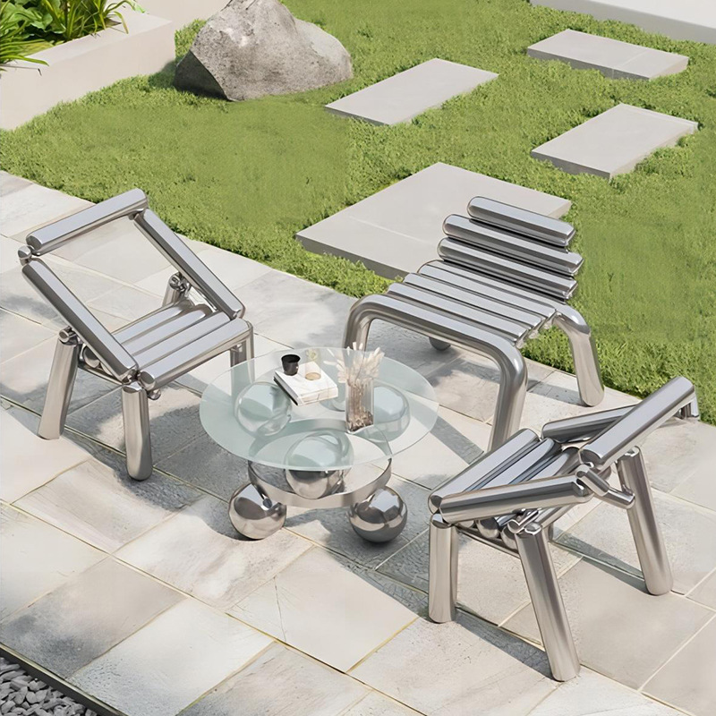 Outdoor Furniture Luxury - Kursi stainless steel mewah ringan, bangku
