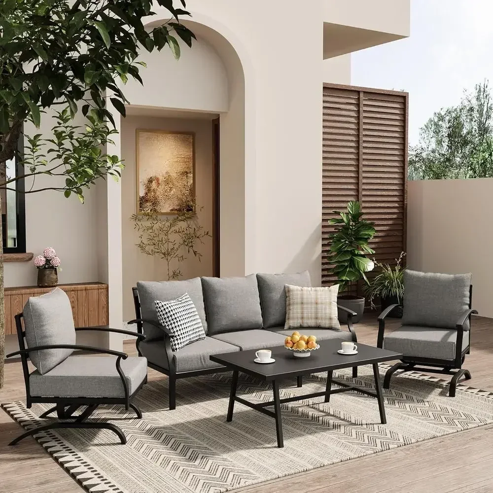 Outdoor Furniture Metal Chairs - Set Perabot Teras Luar Ruangan Berwarna