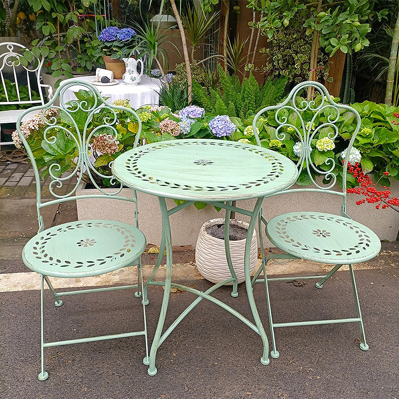 Meja dan Kursi Besi Gaya Pranc - Outdoor Furniture Metal Chairs ulasan dan harga